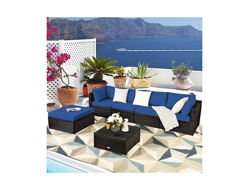 6-Piece Outdoor Patio Sectional Sofa Set with Coffee Table Comfortable and Stylish Seating for Your Garden or Patio
