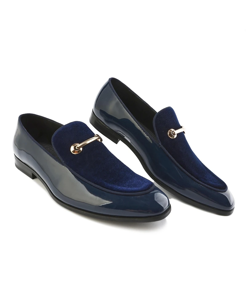 Gino Vitale Men's Velvet & Patent Leather Slip On Dress Loafer