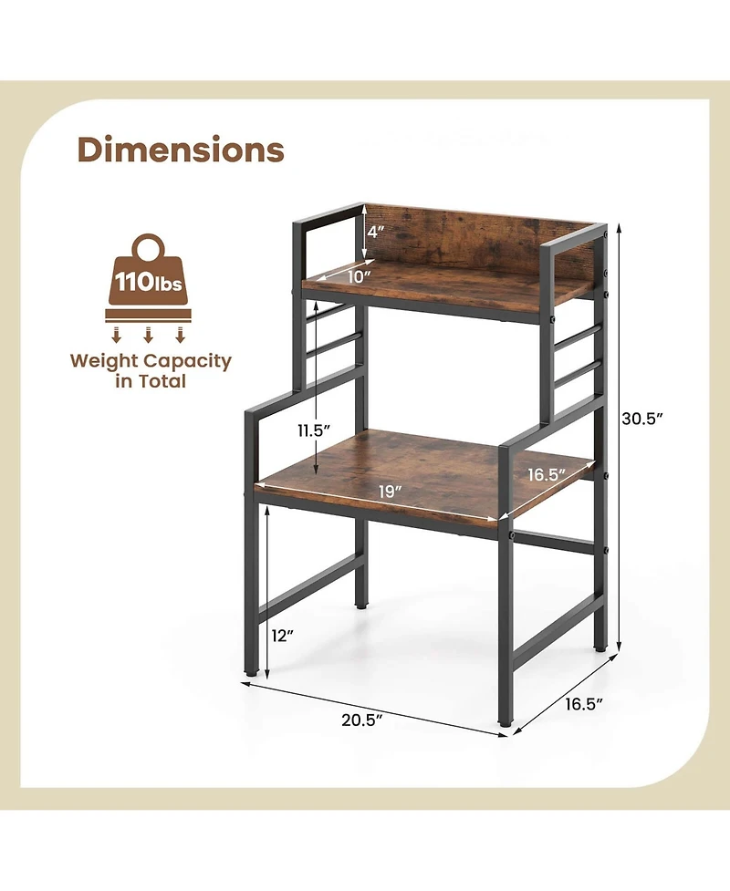 3-Tier Microwave Stand with Storage Shelves Heavy-Duty Metal Frame Rack Organizer