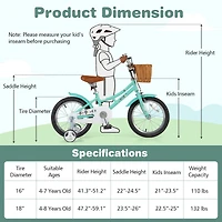 Kids Bike with Training Wheels and Dual Brake System Safe and Easy-to-Ride Bicycle for Young Riders