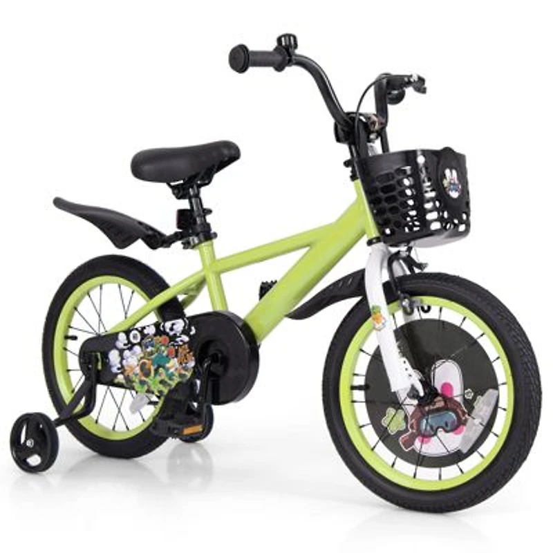 Kids Adjustable Bike with Detachable Training Wheels Safe Fun Bicycle for Ages 4-8 Years Old