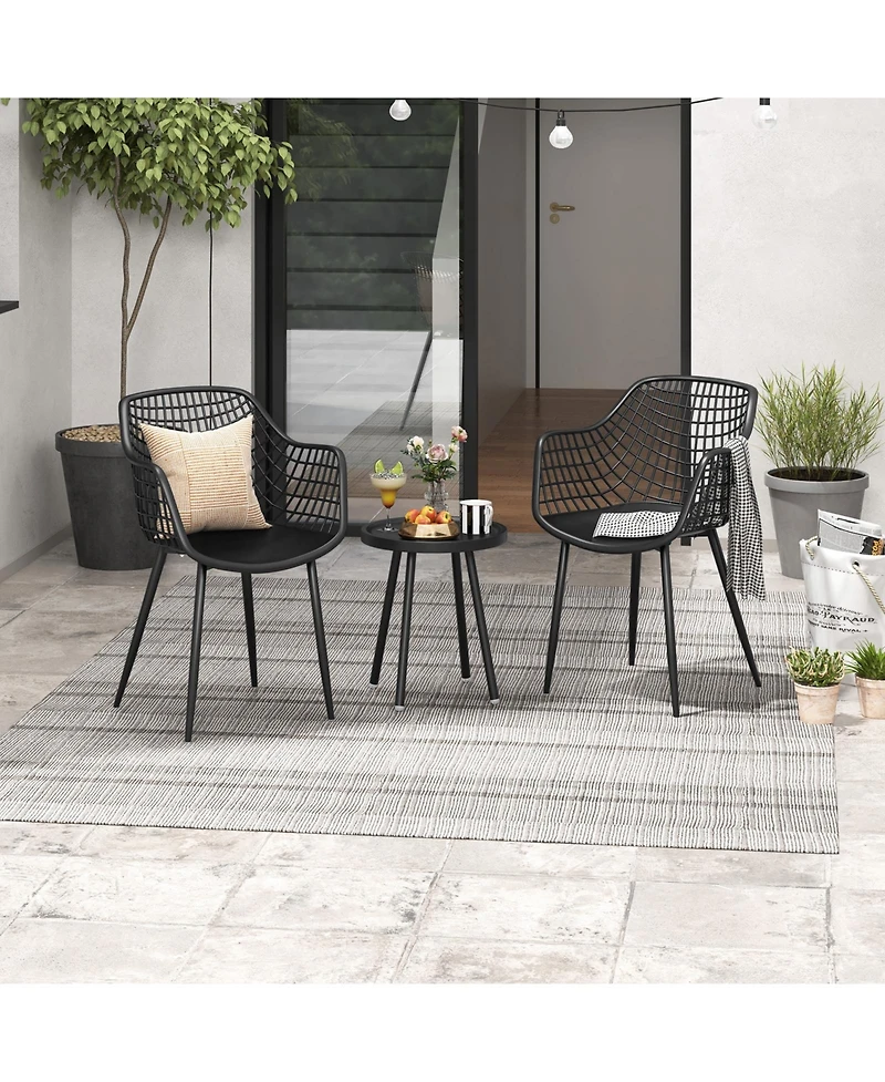 3-Piece Patio Chair Set with Pp Seat and Tabletop Stylish and Durable Outdoor Furniture for Porch or Balcony