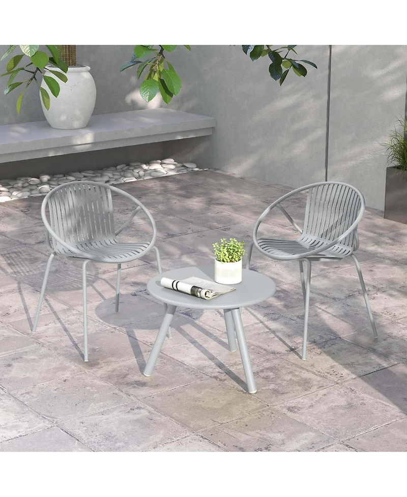 3 Pieces Bistro Set All Weather Pp Patio Conversation with Round Coffee table