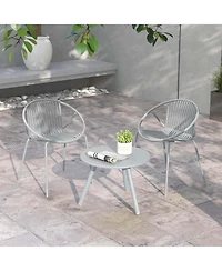 3 Pieces Bistro Set All Weather Pp Patio Conversation with Round Coffee table