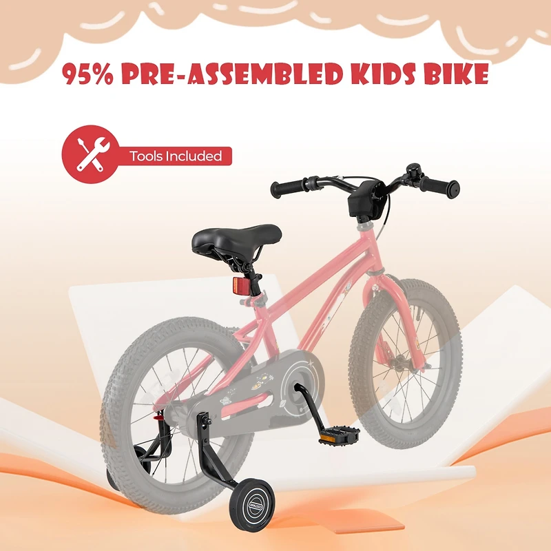 Kids Bike Sport Bicycle for 4-7 Years Old with Adjustable Seat, Reflectors, and Training Wheels a Safe Fun Ride