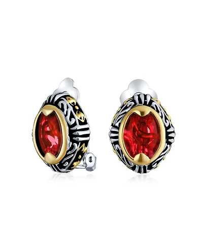 Bling Jewelry Fashion Crystal Oval Bali Style Clip-On Earrings Non-Pierced Ears Multiple Colors