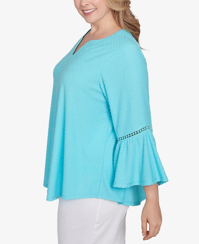 Ruby Rd. Plus Scoop Neck Clip Dot Texture Solid Top