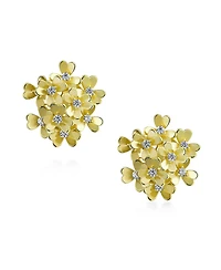 Bling Jewelry Bouquet Of Flower Cubic Zirconia Floral Cz Button Style Clip On Earrings Rose Gold Plated