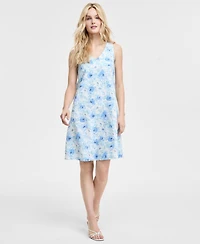 Jones New York Women's Gina V-Neck Trapeze Knee Length Dress