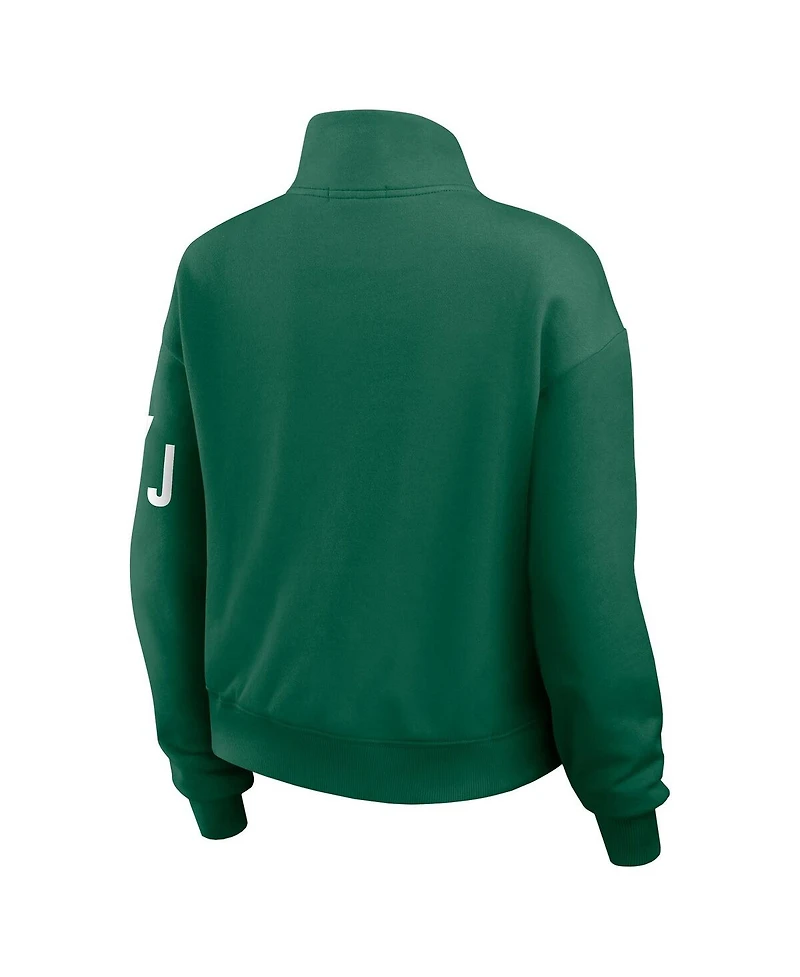 Wear by Erin Andrews Women's Green New York Jets Quarter-Zip Jacket