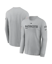 Nike Men's Gray New England Patriots 2024 Salute To Service Long Sleeve T-Shirt