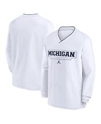 Jordan Men's White Michigan Wolverines 2024 Sideline Pullover Windshirt