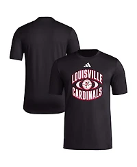 Adidas Men's Black Louisville Cardinals Basketball On Court Orbit Pregame T-Shirt