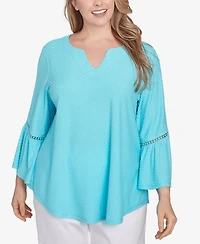 Ruby Rd. Plus Scoop Neck Clip Dot Texture Solid Top
