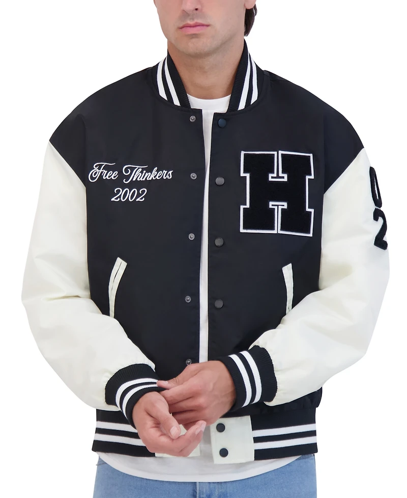 Hudson Men's Lightweight Satin Nylon Varsity Jacket