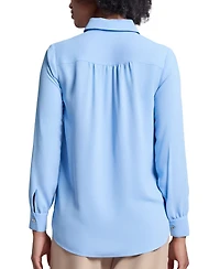 Jones New York Petite Button-Side Collared Top