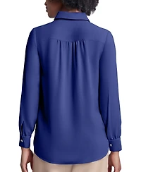 Jones New York Petite Button-Side Collared Top