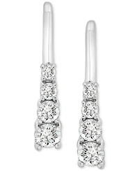Diamond Leverback Hoop Earrings (1/2 ct. t.w.) in 14k White Gold, Exclusively at Macy's