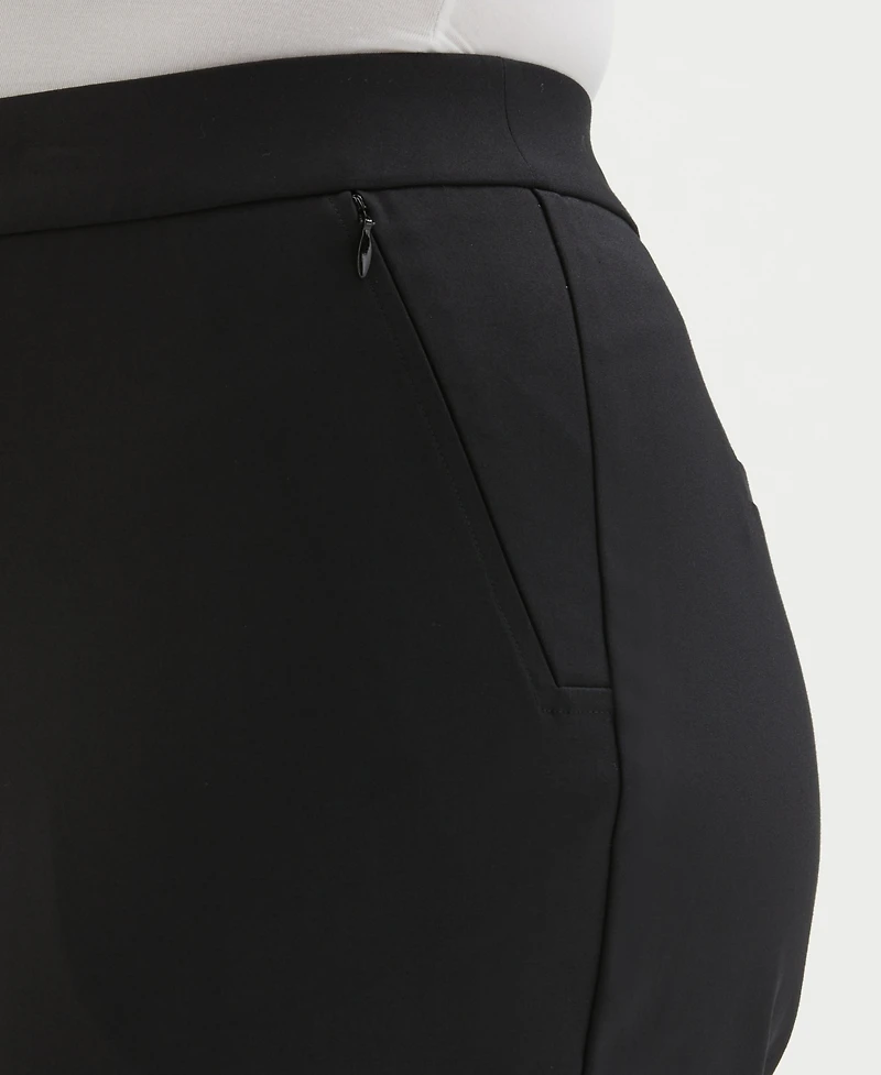 Rafaella Plus Satin Mid Rise Twill Capri Pants with Slant Pocket
