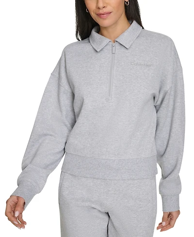 Calvin Klein Performance Women's Logo Half-Zip Cozy Fleece Sweatshirt