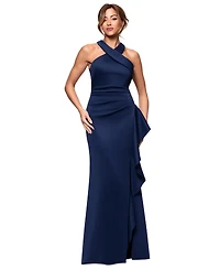 Xscape Petite Ruffled Halter Gown