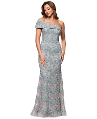 Xscape Women's One-Shoulder Soutache Lace Gown