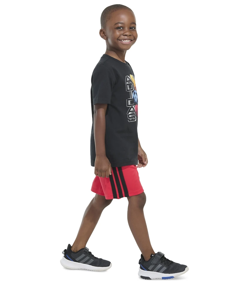 adidas Toddler & Little Boys Short-Sleeve Graphic T-Shirt 3-Stripe Shorts