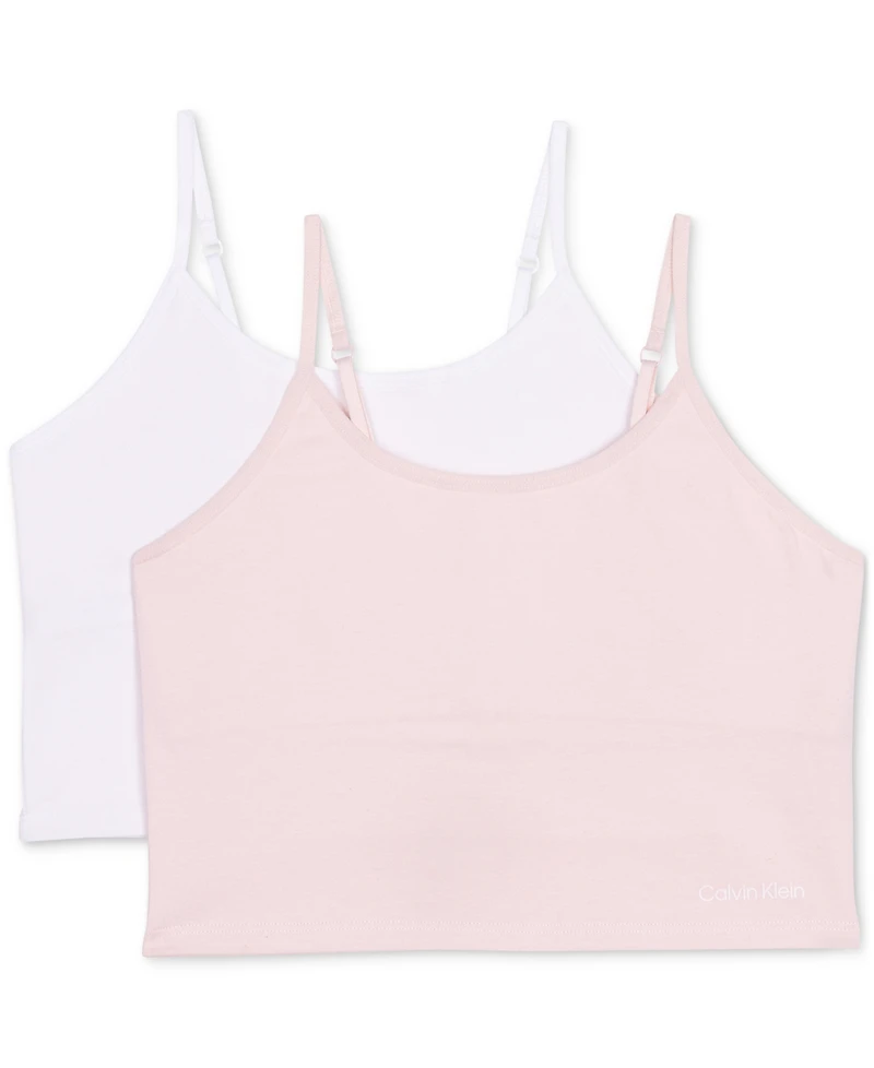Calvin Klein Big Girls Shelf Bra Camis, Pack of 2