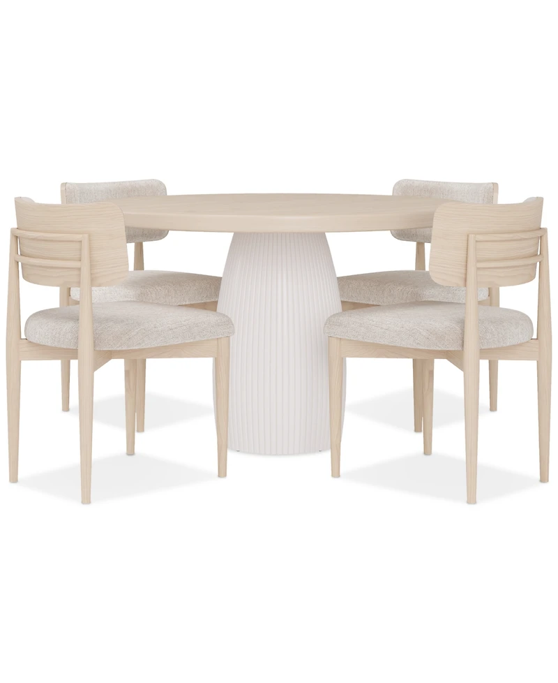 Lunare 5-Pc. Dining Set (Round Table & 4 Curved Chairs), Created for Macy's