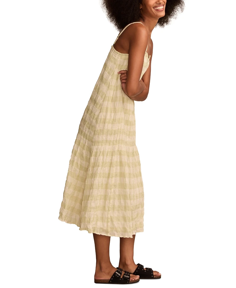 Lucky Brand Women's Smocked Gingham Midi Dress