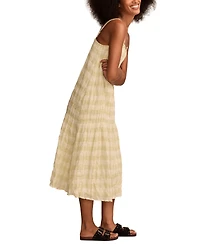 Lucky Brand Women's Smocked Gingham Midi Dress