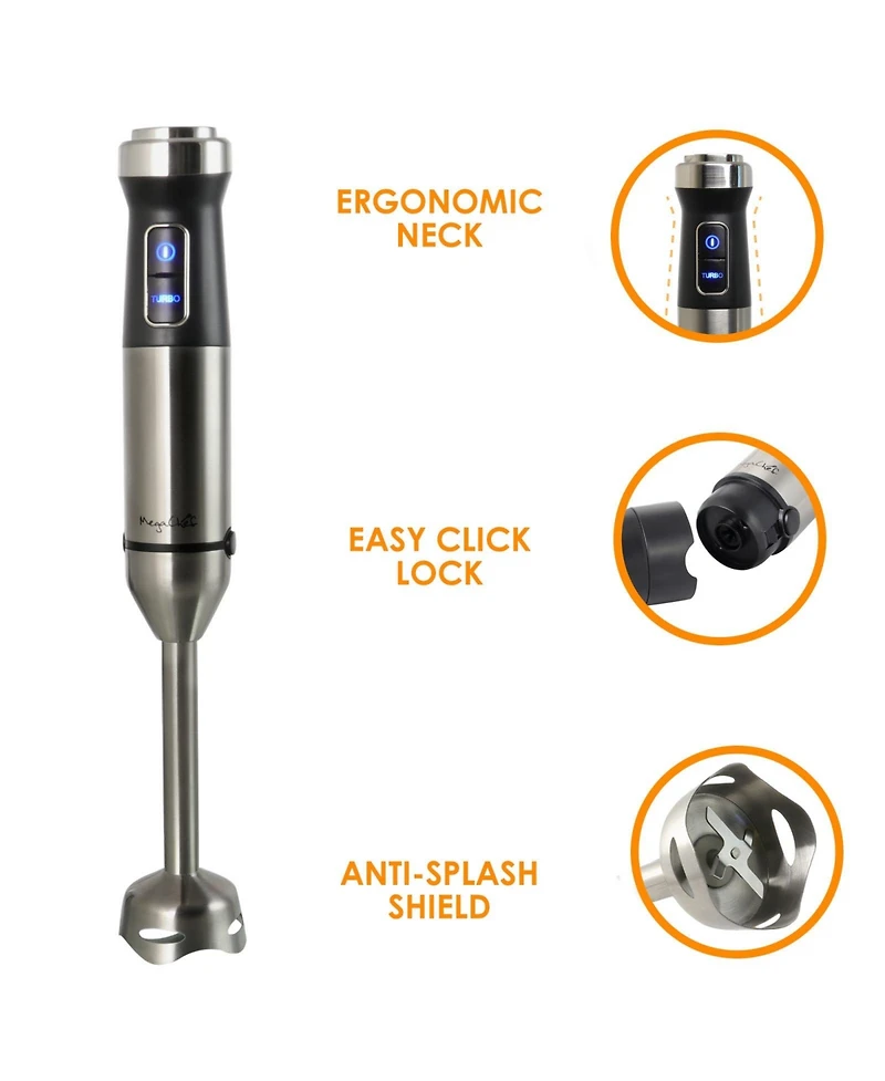 MegaChef 4 in 1 Multipurpose Immersion Hand Blender With Speed Control and Accessories