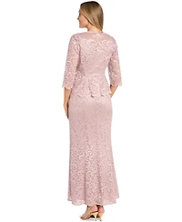 R & M Richards Women's Glitter Lace Gown Jacket