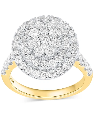 Forever Grown Diamonds Lab-Grown Diamond Halo Cluster Ring (2 ct. t.w.) Sterling Silver or 14K Gold-Plated