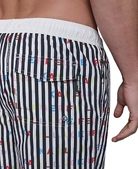Karl Lagerfeld Paris Men's Regular-Fit Quick-Dry 5" Swim Trunks with Boxer Brief Liner