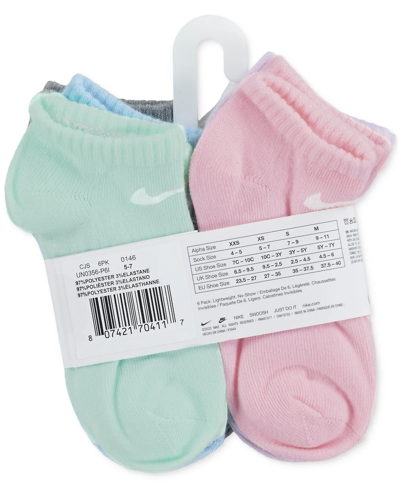 Nike Little Girls Metallic Swoosh Low Socks, Pack of 6