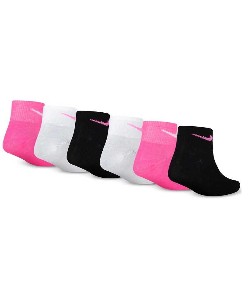 Nike Little Girls Metallic Swoosh Quarter Socks, Pack of 6