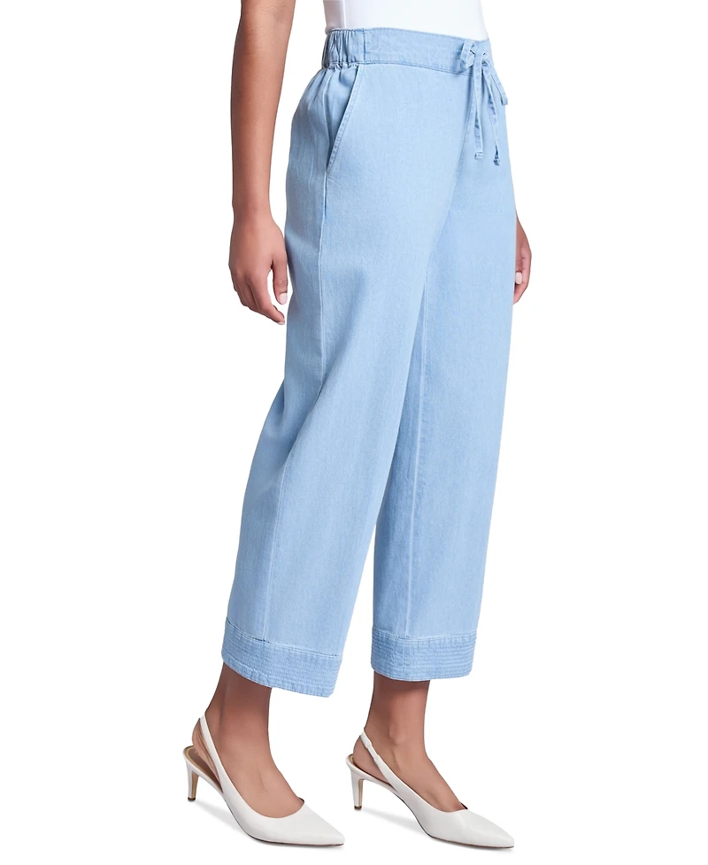 Jones New York Women's Chambray Cotton Tie-Waist Pants