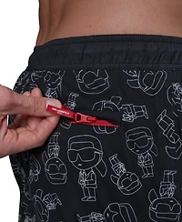 Karl Lagerfeld Paris Men's Regular-Fit Quick-Dry 5" Swim Trunks with Boxer Brief Liner