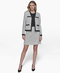 Karl Lagerfeld Paris Women's Tweed Framed Jacket