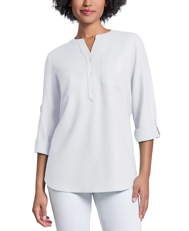 Jones New York Women's Y-Neck Long-Sleeve Tunic