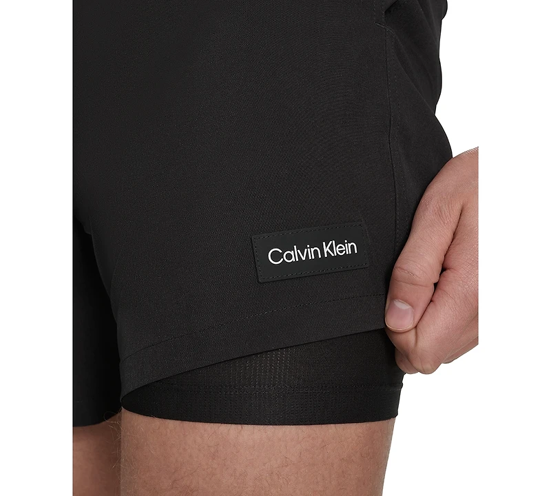 Calvin Klein Men's Core Euro Regular-Fit Quick-Dry 5" Swim Trunks with Compression Short Liner