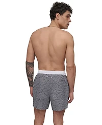 Dkny Men's Euro Black & White Bandana Print Performance 5" Volley Shorts