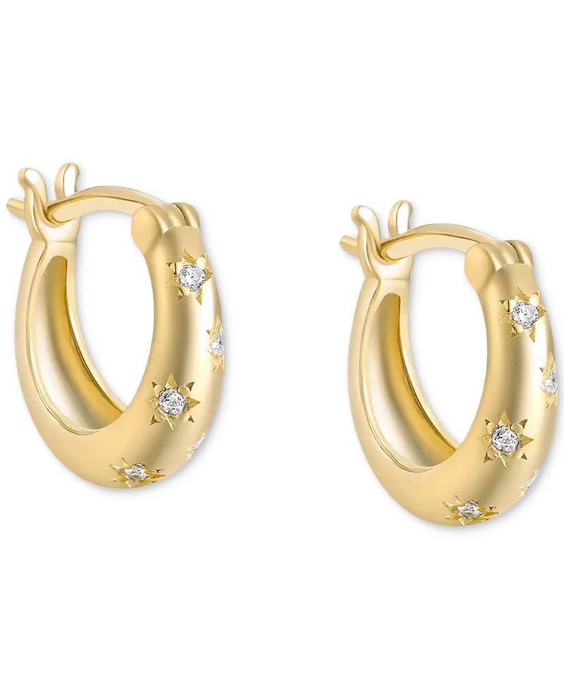 Ben Oni Sterling Silver Extra-Small Pave Huggie Hoop Earrings, 0.39"