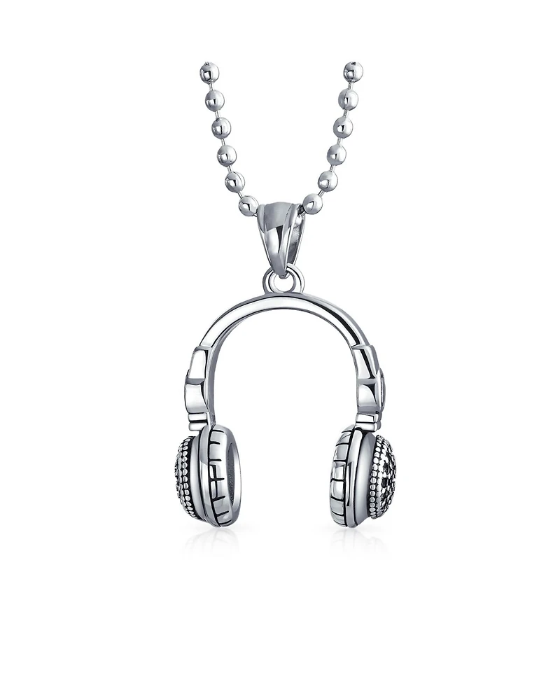 Bling Jewelry Hip Hop Dj Headphones Pendant Necklace Stainless Steel
