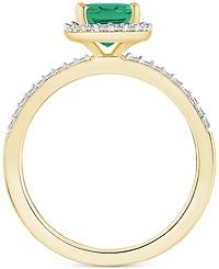 Lab-Created Emerald (1 ct. t.w.) & White Sapphire (1/5 Oval Halo Ring