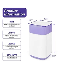 8lbs Portable Fully Automatic Washing Machine with Drain Pump