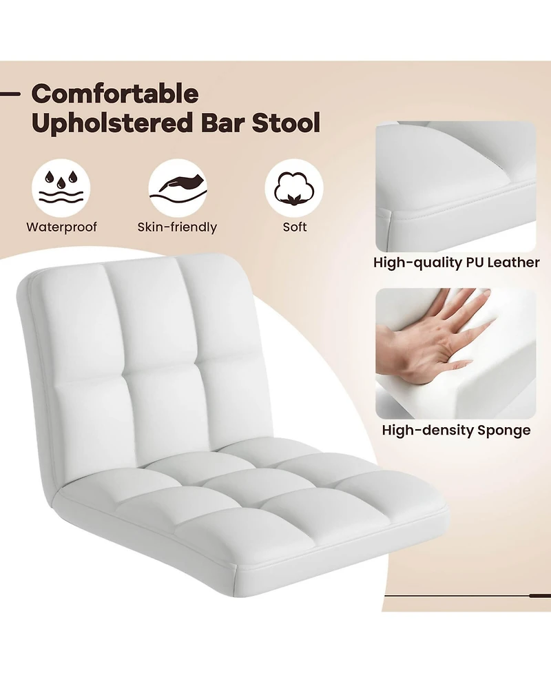 Modern Swivel Bar Stools Set of with Heavy-duty Metal Base & Footrest Back