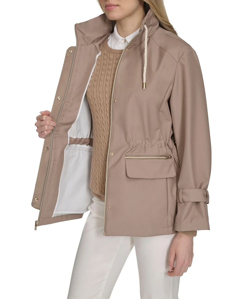 Cole Haan Signature Women's 29" Loose Fit Pinstripe Rain Jacket