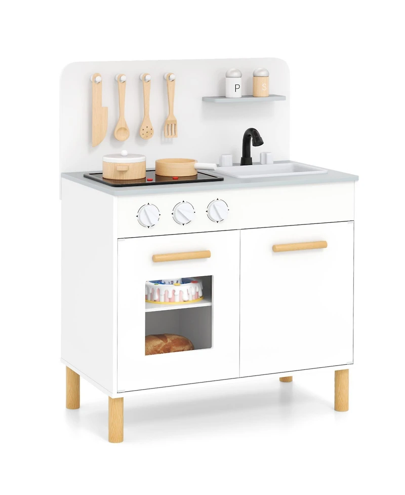 Kids Kitchen Playset with Cooking Accessories & Storage Interactive Toy for Toddlers